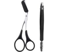 Eyebrow Trimming Kit, 2 Pieces, Eyebrow Scissors with Comb, Eyebrow Tweezers, Stainless Steel Precision Tweezers, Eyebrow Tools, Eyebrow Trimmer, Grooming Scissors, Beauty Tool for Men Women