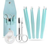 Eyebrow tweezers, professional tweezers, with magnifying mirror x 10, set of 4 types tweezers, an eyebrow brush and eyebrow scissors. Gift couple, professional eyebrow tweezers, tweezers eyebrow