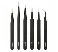 Eyebrow Tweezers Set, Precision Tweezers Set - Stainless Steel Anti-Static Tweezers Kit 6 Pcs Precision Removal Tweezers Repair Tool