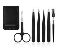 Eyebrow Tweezers Set, Professional Black Stainless Steel Tweezers Kit for Women/Men, High Precision Tweezers Set for Eyebrows/Ingrown Hairs/Vi