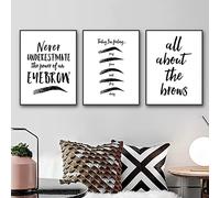 Eyebrow Wall Art Canvas Beauty Salon Canvas Poster Black and White Minimalist Painting Fashion Inspirational Wall Decor Makeup Posters Eyebrow Technician Guide Forms Posters Picture 16*24 Inch*3