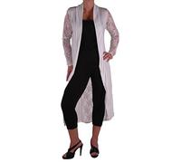 EyeCatch - Ariana Ladies Open Cardi Womens Lace Back Plus Size Cardigan Cream Size 24-26