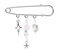 Eyecatch Beads Brooch Star Heart Beads Lapel Pin Fade Resistant Badge Bag and Multifunctional Accessories for Outfits