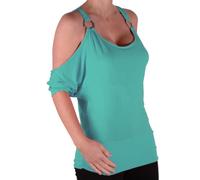 EyeCatch - Belladonna Womens Draped Off-The-Shoulder Tunic Top Aqua Green Size M-L 12-14