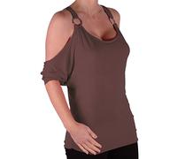 EyeCatch - Belladonna Womens Draped Off-The-Shoulder Tunic Top Brown Size XXL 20-22