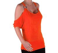 EyeCatch - Belladonna Womens Draped Off-The-Shoulder Tunic Top Orange Size M-L 12-14