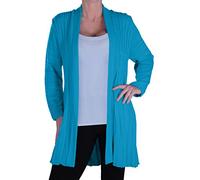 EyeCatch Colorado Open Front Knitted Draped Waterfall Cardigan One Size Turquoise