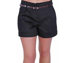 Eyecatch - Cuba Ladies Belted Shorts Womens Smart Turn Up Hot Pants