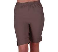 EyeCatch - ETA Womens Elasticized Flexi Stretch Ladies Shorts Plus Sizes Brown Size 14