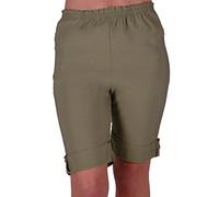 EyeCatch - ETA Womens Elasticized Flexi Stretch Ladies Shorts Plus Sizes Khaki Size 14