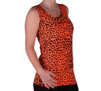 EyeCatch - Judy Neon Animal Casual U Neck Womens Long Vest Top Neon Orange S/M