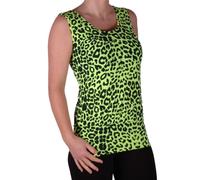 EyeCatch - Judy Neon Animal Casual U Neck Womens Long Vest Top Neon Yellow S/M