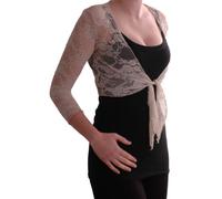 EyeCatch - Karina Lace Tie Front Bolero Cardigan Womens Shrug Tops Beige Size 12/14