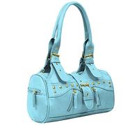 Eyecatch Miami Womens Designer Faux Leather Tote Ladies Handbag Shoulderbag SkyBlue