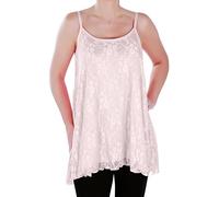 EyeCatch - Misty Womens Floral Lace Long Strappy Tops Ladies Asymmetric Camisole Cami Top 24/26 Cream
