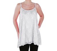 EyeCatch - Misty Womens Floral Lace Long Strappy Tops Ladies Asymmetric Camisole Cami Top 24/26 White