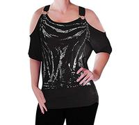 EyeCatch Mona Off The Shoulder Cut Out Graphic Womens Top Black S/M