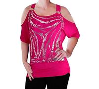 EyeCatch Mona Off The Shoulder Cut Out Graphic Womens Top Fushia M/L