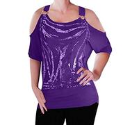 EyeCatch Mona Off The Shoulder Cut Out Graphic Womens Top Purple M/L