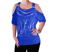 Eyecatch Mona Off The Shoulder Cut Out Graphic Womens Top Royal Blue M/L