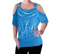 EyeCatch Mona Off The Shoulder Cut Out Graphic Womens Top Turquoise M/L