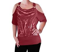 EyeCatch Mona Off The Shoulder Cut Out Graphic Womens Top Wine S/M
