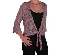 Eyecatch Oversize 12-26 - Darcey Ladies Sequin Cardi Tie Shrug Lace Bolero Top Womens Plus Size Mocha 16-18