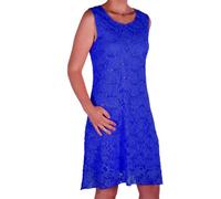 EyeCatch Oversize - Fabia Womens Sleeveless Stretch Floral Sequin Lace Short Mini Evening Party Dress Plus Size Royal Blue 16-18
