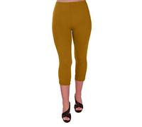 EyeCatch Plus - Ripley Womens Stretch Ladies Gym Yoga Active Casual Sports Crop Leggings 3/4 Capri Pants Mustard 16/18