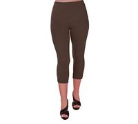 EyeCatch Plus - Ripley Womens Stretch Ladies Gym Yoga Active Casual Sports Crop Leggings 3/4 Capri Pants Brown 16/18