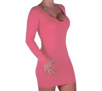 EyeCatch - Rachel Ladies V Neck Bodycon Stretch Short Womens Mini Dress Coral M/L