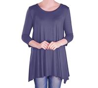 EyeCatch - Reva Womens Round Neck Flared Ladies 3/4 Sleeve Tunic T Shirts Tops Blouse