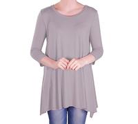 EyeCatch - Reva Womens Round Neck Flared Ladies 3/4 Sleeve Tunic T Shirts Tops Blouse