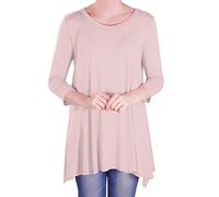 EyeCatch - Reva Womens Round Neck Flared Ladies 3/4 Sleeve Tunic T Shirts Tops Blouse