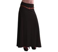 EyeCatch - Romina Womens Gypsy Long Jersey Ladies Belted Maxi Dress Flared Skirt Black S/M