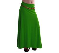 EyeCatch - Romina Womens Gypsy Long Jersey Ladies Belted Maxi Dress Flared Skirt Jade Green M/L