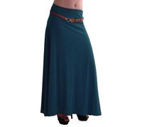 EyeCatch - Romina Womens Gypsy Long Jersey Ladies Belted Maxi Dress Flared Skirt Teal M/L
