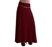 EyeCatch - Romina Womens Gypsy Long Jersey Ladies Belted Maxi Dress Flared Skirt Wine S/M