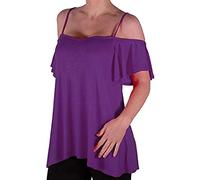 EyeCatch TM - Cherie Womens Off-The-Shoulder Strappy Cami Vest Ladies Cold Shoulder Fashion Swing Top Purple Size 16