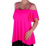 EyeCatch TM - Cherie Womens Off-The-Shoulder Strappy Cami Vest Ladies Cold Shoulder Fashion Swing Top Neon Pink Size 12