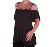EyeCatch TM - Cherie Womens Off-The-Shoulder Strappy Cami Vest Ladies Cold Shoulder Fashion Swing Top Black Size 14