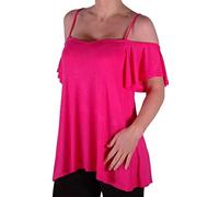 EyeCatch TM - Cherie Womens Off-The-Shoulder Strappy Cami Vest Ladies Cold Shoulder Fashion Swing Top Fushia Size 14
