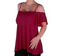 EyeCatch TM - Cherie Womens Off-The-Shoulder Strappy Cami Vest Ladies Cold Shoulder Fashion Swing Top Wine Size 10