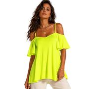EyeCatch TM - Cherie Womens Off-The-Shoulder Strappy Cami Vest Ladies Cold Shoulder Fashion Swing Top Lime Green Size 24