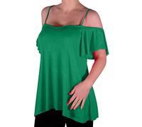 EyeCatch TM - Cherie Womens Off-The-Shoulder Strappy Cami Vest Ladies Cold Shoulder Fashion Swing Top Jade Green Size 24