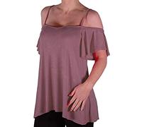 EyeCatch TM - Cherie Womens Off-The-Shoulder Strappy Cami Vest Ladies Cold Shoulder Fashion Swing Top Mocha Size 14