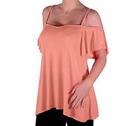 EyeCatch TM - Cherie Womens Off-The-Shoulder Strappy Cami Vest Ladies Cold Shoulder Fashion Swing Top Peach Size 12