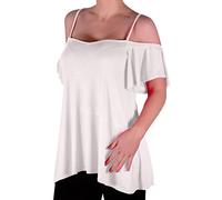 EyeCatch TM - Cherie Womens Off-The-Shoulder Strappy Cami Vest Ladies Cold Shoulder Fashion Swing Top White Size 20