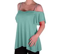 EyeCatch TM - Cherie Womens Off-The-Shoulder Strappy Cami Vest Ladies Cold Shoulder Fashion Swing Top AquaBlue Size 20