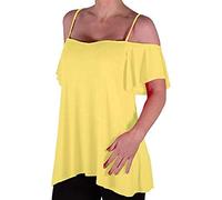 EyeCatch TM - Cherie Womens Off-The-Shoulder Strappy Cami Vest Ladies Cold Shoulder Fashion Swing Top Yellow Size 14